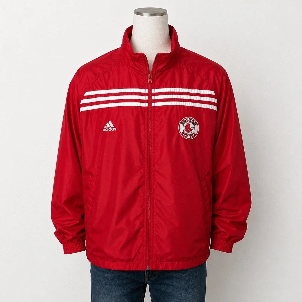 Adidas Vintage Boston Red Sox Windbreaker Mens Large Red Gorpcore MLB Full Zip